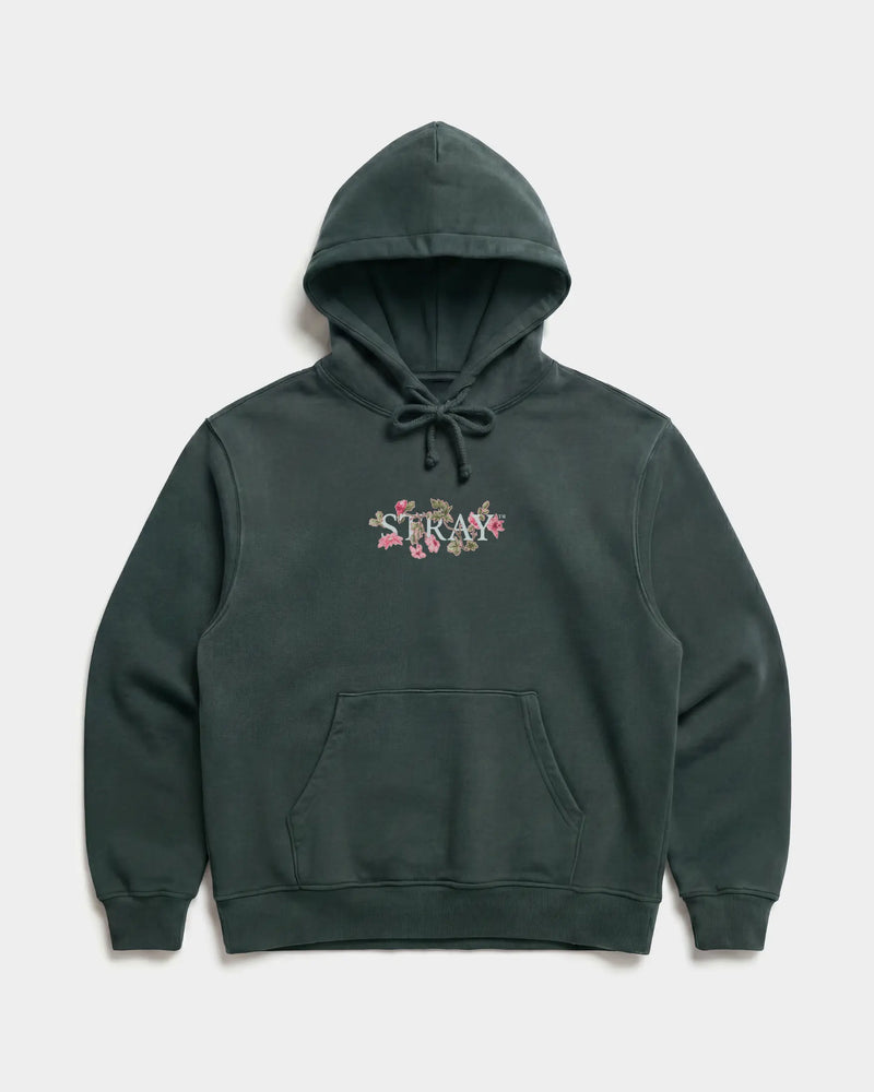 Inspire Flower Hoodie in Alpine Green — shelter dog hoodie from Stray Project. Every purchase funds shelter dog meals.