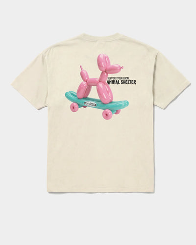 Support Your Local Shelter Tee in Off-White — rescue dog tee from Stray Project. Every purchase funds shelter dog meals.