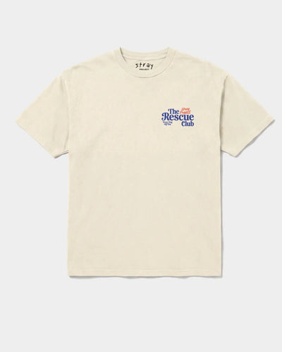 The Rescue Club Tee in Off-White — rescue dog tee from Stray Project. Every purchase funds shelter dog meals.