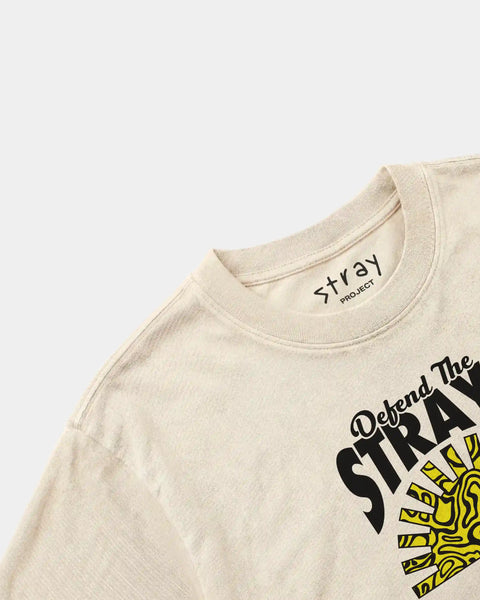 Defend The Strays Tee lifestyle styling — rescue dog tee from Stray Project