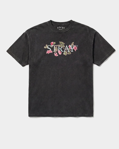 Inspire Flower Tee in Black — rescue dog tee from Stray Project. Every purchase funds shelter dog meals.