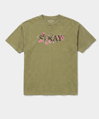 Inspire Flower Tee in Olive Green — rescue dog tee from Stray Project. Every purchase funds shelter dog meals.