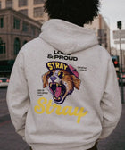 Loud & Proud Hoodie detail — shelter dog hoodie that funds shelter meals · Stray Project