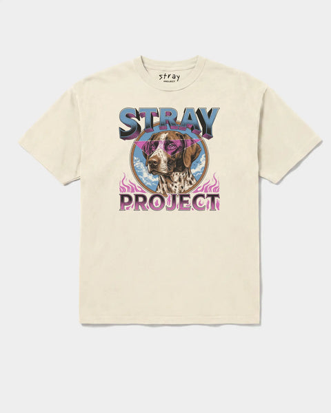 Stray Retro Tee in Off-White — rescue dog tee from Stray Project. Every purchase funds shelter dog meals.