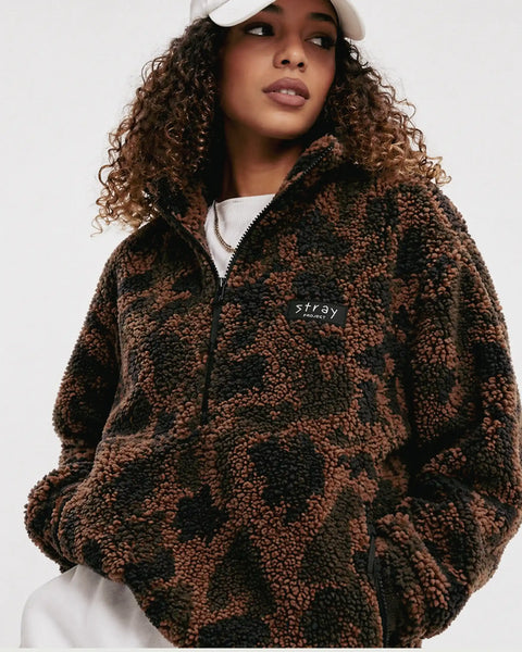 Protect The Pack Camo Fleece lifestyle styling — rescue dog fleece from Stray Project