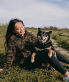 Protect The Pack Camo Fleece lifestyle styling — rescue dog fleece from Stray Project