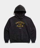 Protect The Pack Hoodie in Black — shelter dog hoodie from Stray Project. Every purchase funds shelter dog meals.