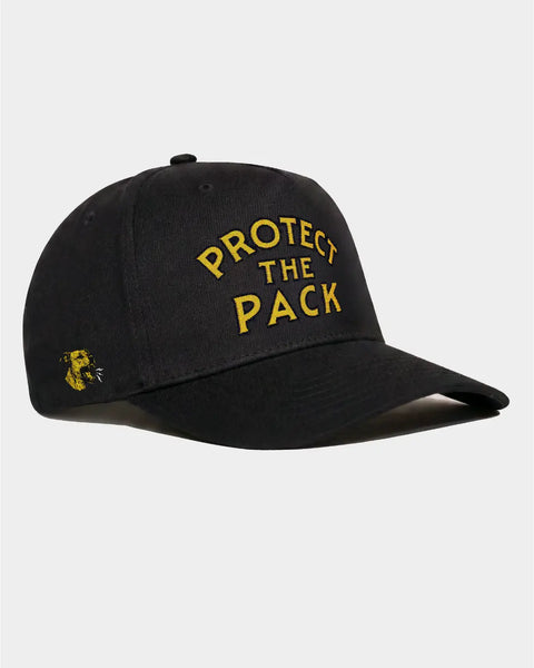 Protect The Pack Hat — dog lover hat from Stray Project. Every purchase funds shelter dog meals.