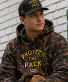 Protect The Pack Hat detail — dog lover hat that funds shelter meals · Stray Project