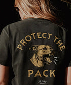 Protect The Pack rescue dog tee styled outdoors — Stray Project ethical apparel benefiting dog shelters and adoption programs