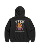 Max Volume Hoodie in Black, back view — Stray Project