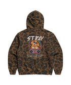 Max Volume Hoodie in Duck Camo, back view — Stray Project