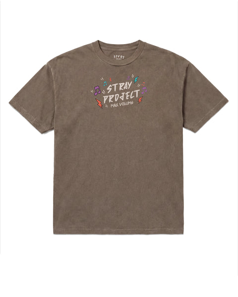 Max Volume Tee in Brown, front view — Stray Project