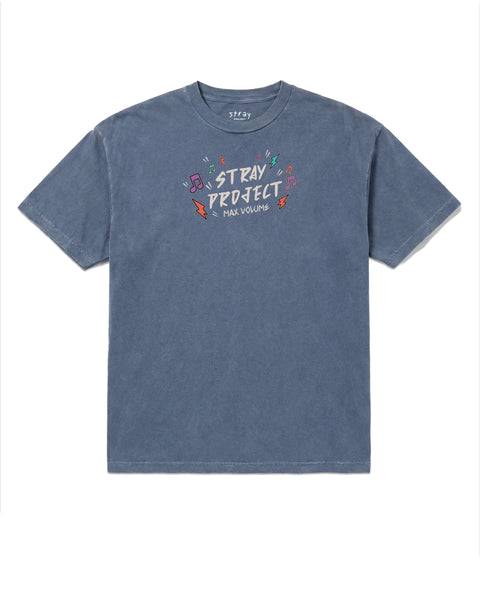 Max Volume Tee in Navy, front view — Stray Project