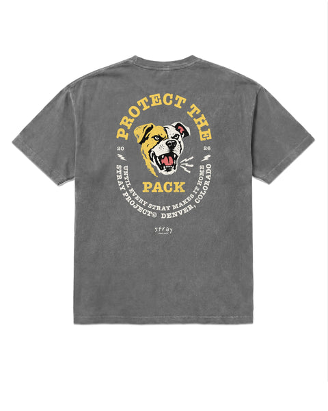 Protect the Pack 2.0 Tee in Faded Black, back view — Stray Project