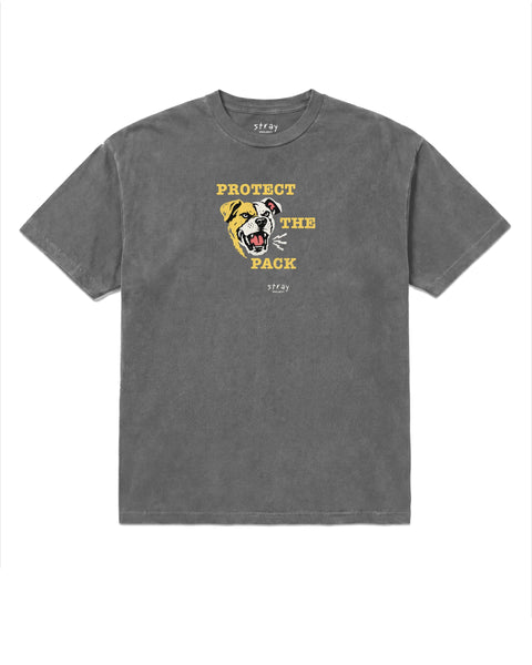 Protect the Pack 2.0 Tee in Faded Black, front view — Stray Project