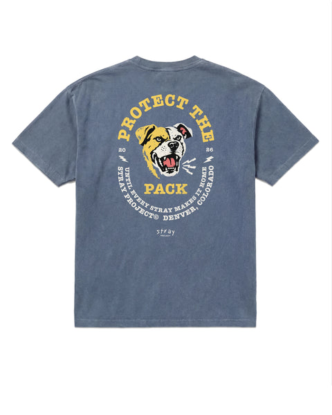 Protect the Pack 2.0 Tee in Navy, back view — Stray Project