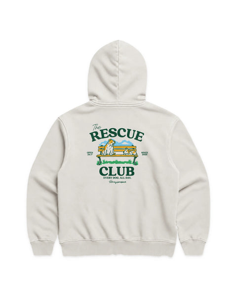 Rescue Club Good Company Hoodie in Off-White, back view — Stray Project