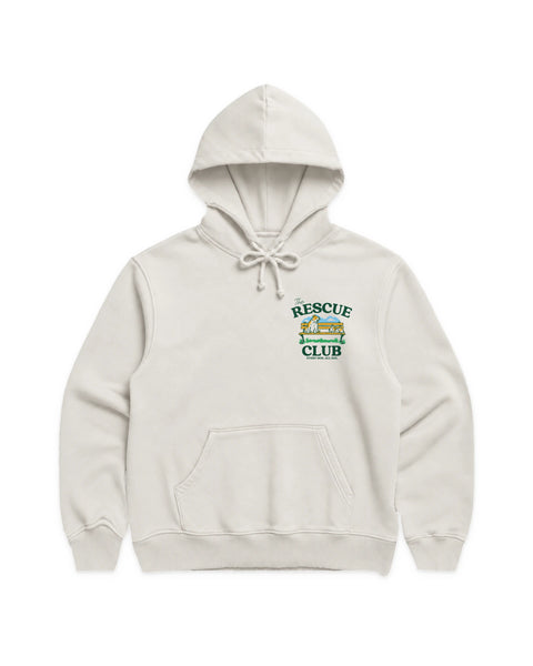 Rescue Club Good Company Hoodie in Off-White, front view — Stray Project