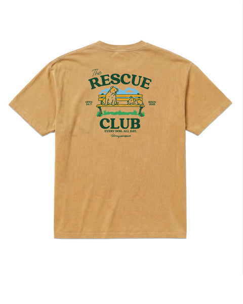 Rescue Club Good Company Tee in Gold, back view — Stray Project