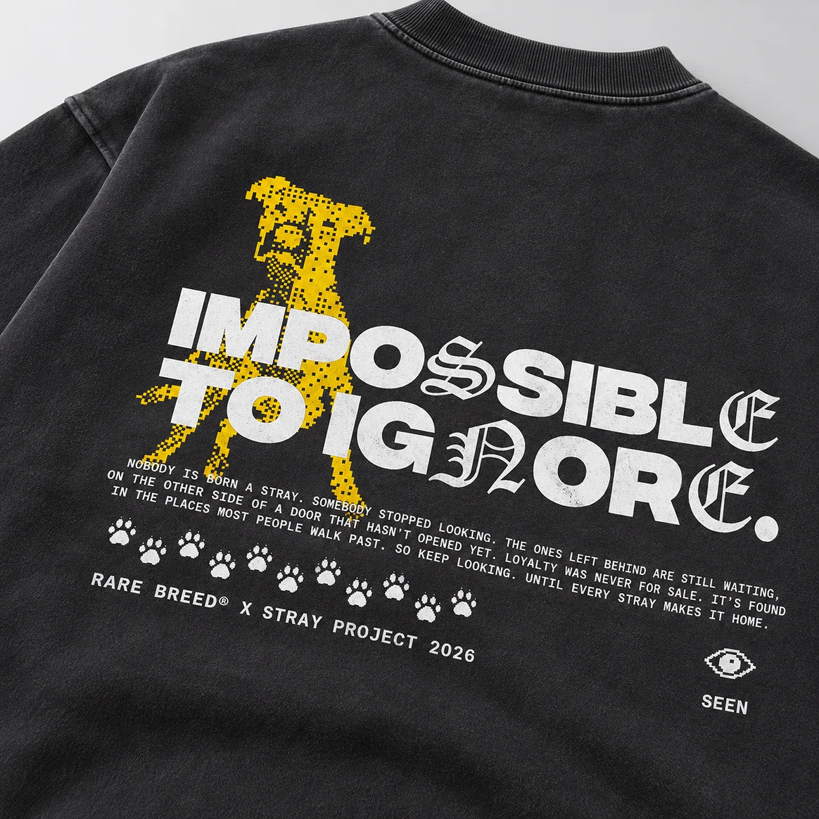 SEEN Crewneck back print and cotton-blend fleece close-up