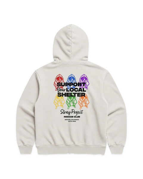 Stray on Repeat Hoodie in Off-White, back view — Stray Project