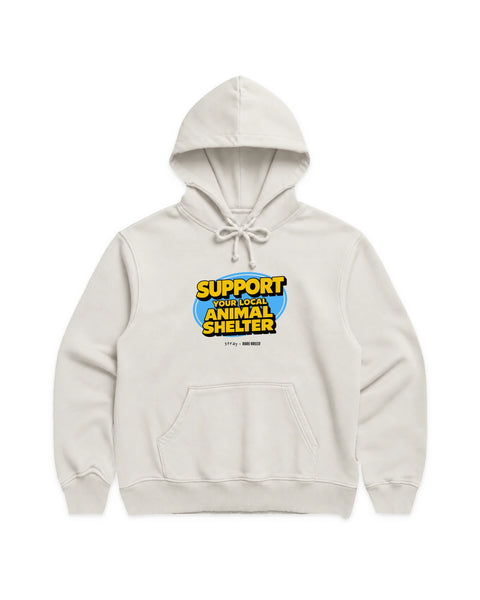SUPPORT Hoodie in Off-White, front view — Stray × Rare Breed