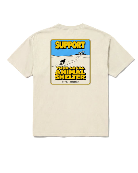 SUPPORT Tee in Off-White, back view — Stray × Rare Breed